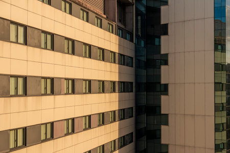 Innovative Design and Sustainability: Exploring a Modern Building in Coru aの写真素材