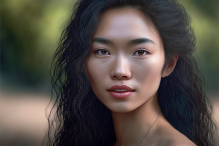 A close up head shot portrait of a preppy, young, beautiful, confident and attractive Indian Asian womanの素材