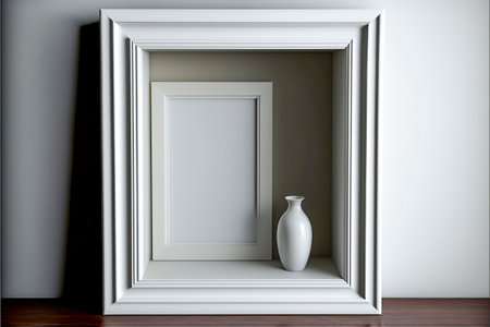 Mockup frame on cabinet in living room interior on transparent backgroundの素材