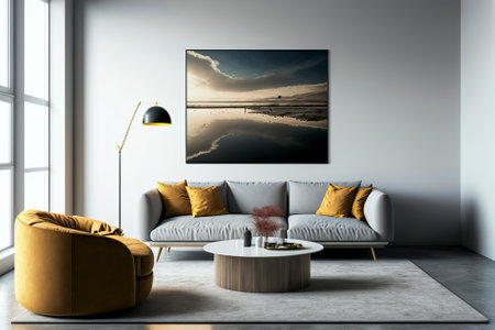 modern minimalist white living roomの素材