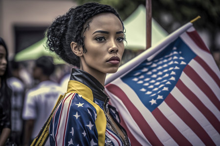 demonstration of the 4th of july independence day in the united statesの素材