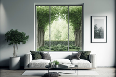 modern minimalist white living roomの素材
