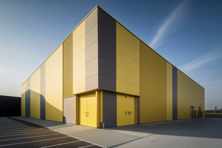 The Art of Logistics: A Glimpse of an Industrial Warehouse's Exteriorの素材