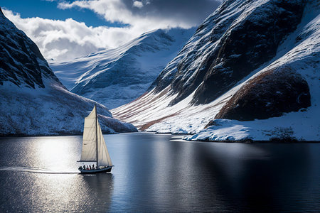 Into the Wild: Sailing Through the Majestic Fjords of Norway, ai generativeの素材