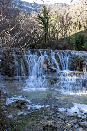 A Serene Escape: Exploring the Majestic Cascades of Delika in Basque Countryの写真素材
