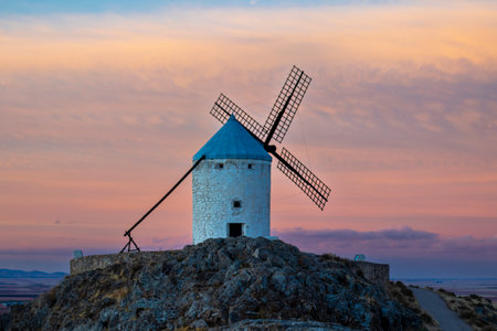 Renewable Heritage: Exploring the Historic Windmills of Consuegra in Spainの写真素材