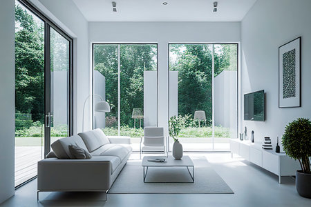 Simplicity at its Finest: Modern Living Room with a Minimalist Flair, ai generativeの素材