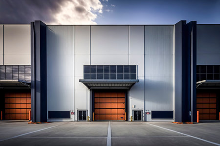 The Industrial Landscape: Impressive Pavilions and Machinery Dominating Horizon, ai generativeの素材