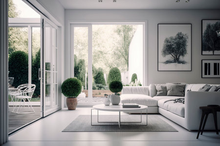 The beauty of simplicity: A minimalist white room that combines serenity and comfort to create a cozy and relaxing environmentの素材