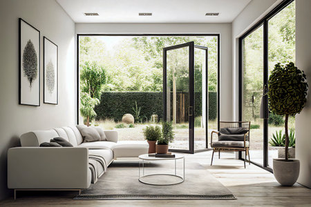 The perfection of contemporary minimalism: A modern and elegant white room with clean lines and sophisticated geometryの素材