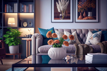 An Elegant and Modern Room with a Sophisticated Decoration that Inspires Well-being and Tranquilityの素材