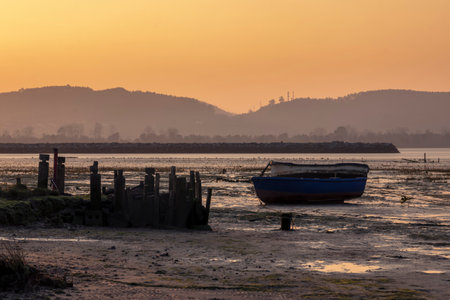 A Twilight Landscape of Laredo Bay and Estuaryの写真素材