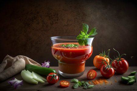 Spanish Culinary Delight: Mouthwatering Gazpacho Soup Ready to Savorの素材