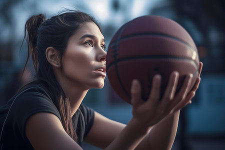 Fearless and Fierce: A Passionate Hoops Star Dominates on the Outdoor Courtの素材