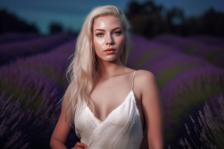 Lavender Dreams: A Serene Moment in the Countrysideの素材