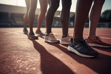 Chasing Victory: Athletes Pushing Their Limits in a Competitive Track and Field Raceの素材