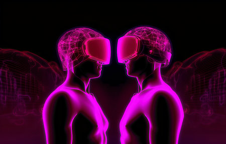 The Cyberpunk Future: Futuristic VR Technology Meets High-Tech Fashion in a Dark Worldの素材