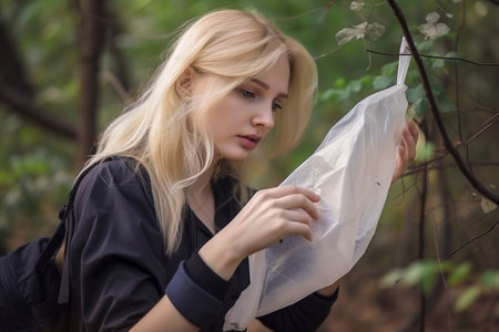 Nature's Guardian: A Woman's Environmental Stewardship in the Majestic Mountainsの素材