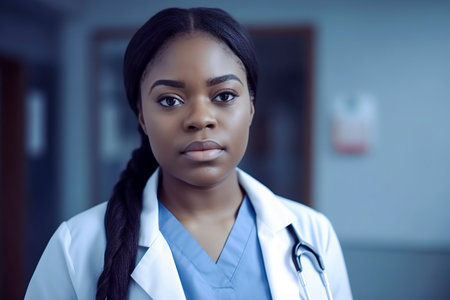 The Essence of Compassion: Dedicated Black Doctor Providing Exceptional Care in the Hospitalの素材