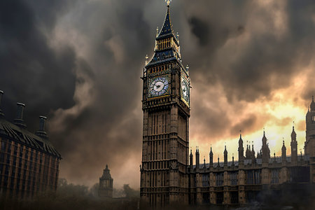The Majestic Big Ben: A Mysterious Clock Tower in the Heart of Londonの素材