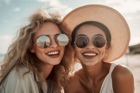 Eternal Sunshine: Capturing the Carefree Bond of Two Best Friends on a Sunny Dayの素材