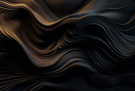 Glimmering Ripples: Golden and Black Waves on a Mysterious Canvasの素材