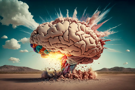 Mind Explosion: An Illustration of a Brain Going into Overdriveの素材