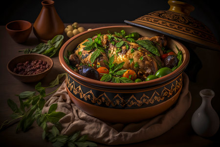 Moroccan Delight: A Scrumptious Tajine of Tender Chicken and Exotic Spicesの素材