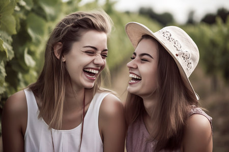 Joyful Young Couple and Gorgeous Friends Share Laughter and Happinessの素材