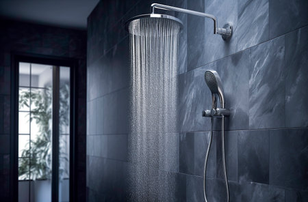Sleek and Serene: Modern Elegance of a Gray Tiled Shower Oasisの素材