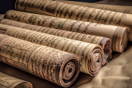 Exploring the Mysterious Papyrus Scrolls in a Historic Libraryの素材