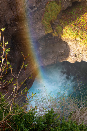 Rainbow Cascade: Mesmerizing Display of Color in the Majestic Ordesa National Parkの写真素材
