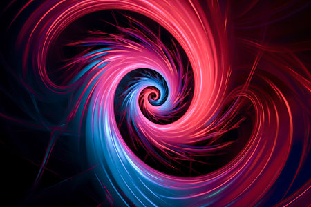 Vibrant Neon Spiral: A Mesmerizing Kaleidoscope of Colors on a Mysterious Black Backgroundの素材