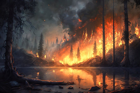 Night of Destruction: Devastating Forest Fire Consumes the Darknessの素材