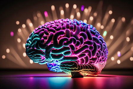 Neon Brilliance: An Electrifying Display of the Illuminated Brain in Vibrant Colorsの素材