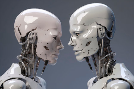 Technological Discourse: Intriguing Exchange Between Two White Metallic Robotsの素材