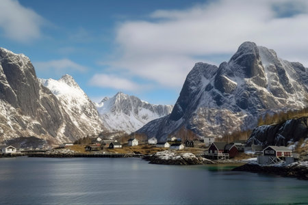 Frozen Splendor: Exploring the Enchanting Beauty of a Snowy Fiord in Norwayの素材