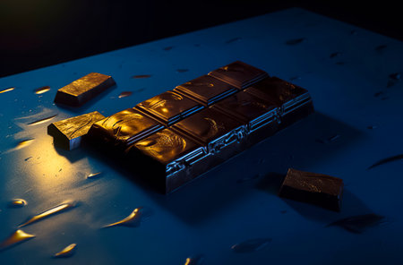 Decadent Pleasures: Savor the Exquisite Flavors of Handmade Chocolate Tablets on Displayの素材