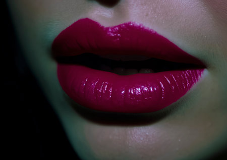 Ravishing Rose: A Captivating Image of Woman's Lips Adorned in Vibrant Pinkの素材