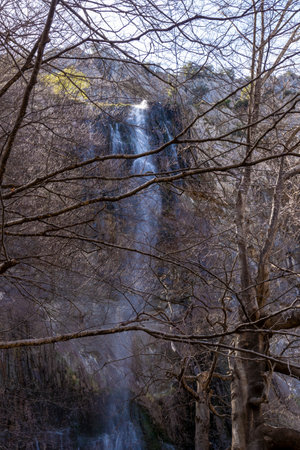 Mighty Ason Falls: Captivating Beauty of Cantabria's Majestic Waterfallの写真素材