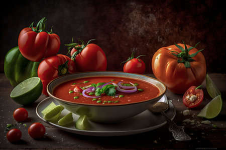 Spanish Culinary Delight: Refreshing Gazpacho Soup with Mediterranean Flavors and Wholesome Ingredientsの素材