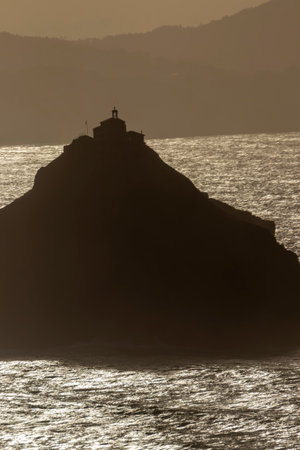 San Juan's Gaztelugatxe Casts a Mesmerizing Twilight Spell by the Seaの写真素材