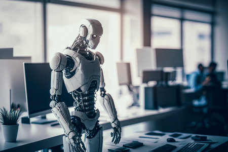 Mechanical Marvels: Humanoid Robot Revolutionizes Productivity in the Modern Workplaceの素材