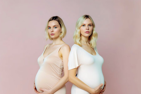 Radiant Expecting Twins: Capturing the Beauty of Blonde Maternity in a Joyful Photoshootの素材
