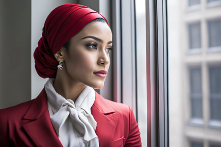 Business Brilliance: Ambitious Hijabi Executive Makes Her Mark in Contemporary Corporate Landscapeの素材