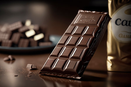 Decadent Delight: Rich Chocolate Tablet Tempts Senses, Promising Indulgence and Sweet Satisfactionの素材