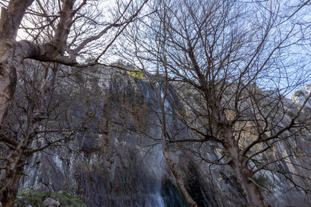 The Majestic Beauty of As n Waterfall in Cantabria, Spain's Enchanting Northern Gemの写真素材