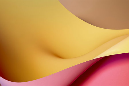 Dynamic Color Symphony: Vibrant Pink and Yellow Waves Create an Energetic and Playful Backgroundの素材