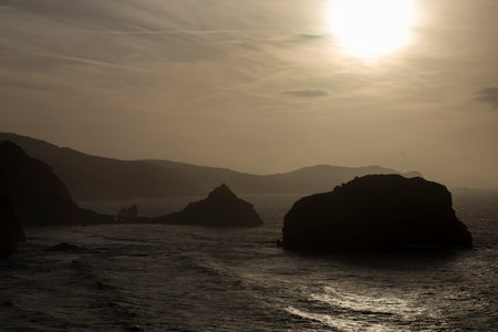 San Juan de Gaztelugatxe, a Scenic Basque Coast Island, Basks in the Evening Glowの写真素材