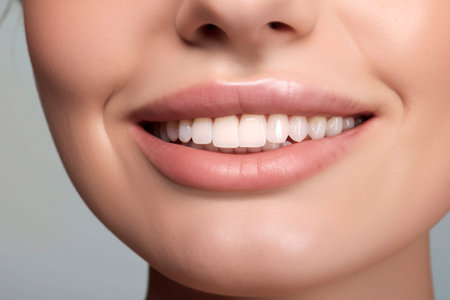 Radiant Confidence: Young Woman Showcases Her Perfect Smile, Exuding Happiness and Dental Beautyの素材